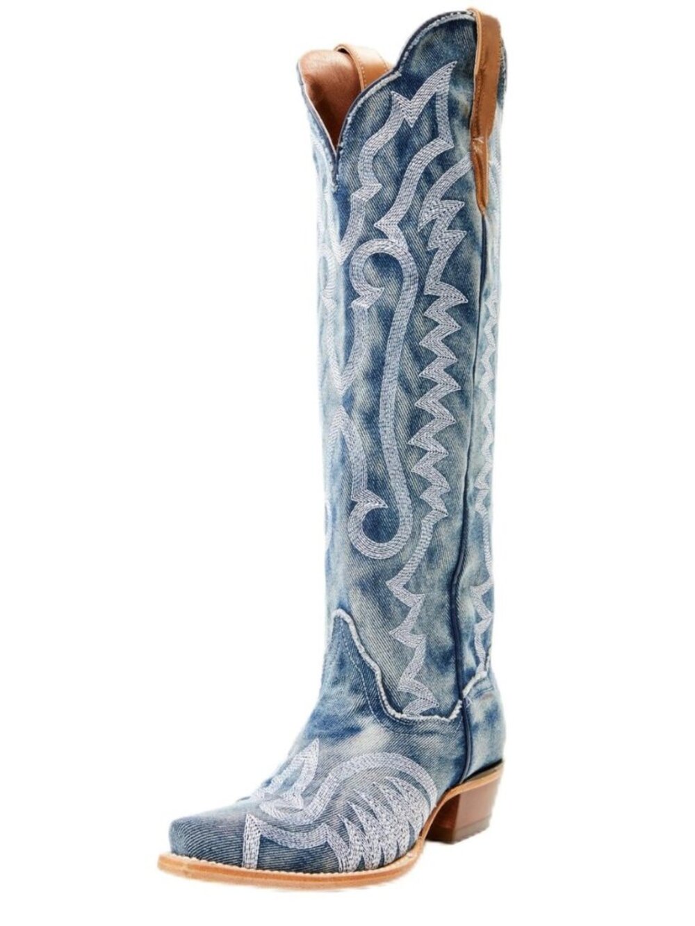 Cowboy Boots for Women Wide Calf Knee High Cowgirl Boots with Embroidered